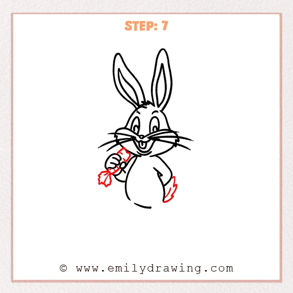 how to draw a bugs bunny - Step 7